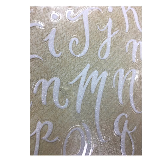 12 Packs: 104 ct. (1,248 total) White Glitter Script Alphabet Stickers by Recollections™